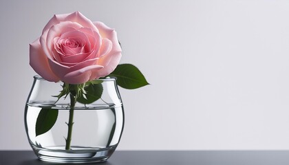 Wall Mural - a single pink rose in a clear glass vase perfect for romantic occasions or as a decorative piece