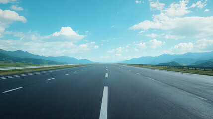 Canvas Print - A long, empty highway with a clear blue sky above