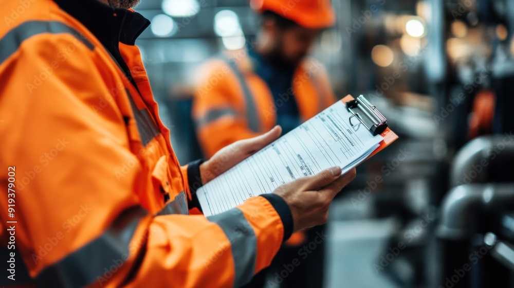 Generate a photo realistic image of workers conducting a mock safety ...
