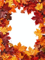 Canvas Print - A border of colorful autumn leaves encircles a blank space, representing the beauty of fall and a blank canvas for creativity.