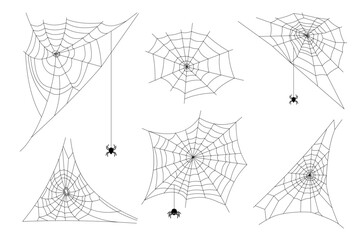 Wall Mural - halloween spider web collection isolated on white background