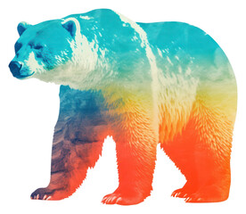 Sticker - PNG Polar bear Risograph style wildlife mammal animal.