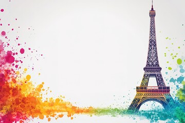 Colorful representation of eiffel tower in Paris - vector illustration (Ideal for printing on fabric or paper, poster or wallpaper, house decoration)
