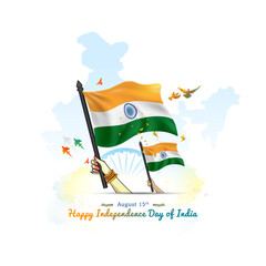 Wall Mural - Happy Independence Day of india. Freedom celebration background.