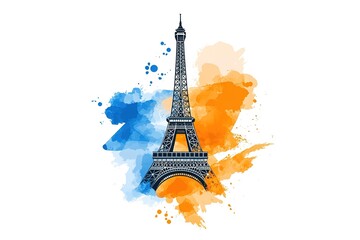 Wall Mural - Vector hand drawn illustration with Eiffel tower. Paris.
