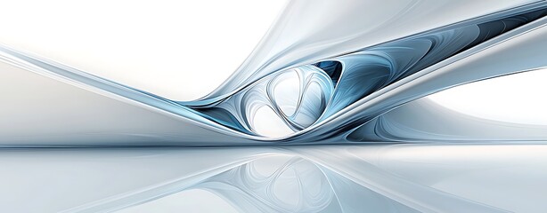 Wall Mural - Symmetrical abstract shapes with holographic reflections, organic and futuristic, creating an ethereal alien sci-fi atmosphere, crafted with precision, copy space for text, more clarity with clear