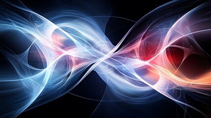 Wall Mural - Futuristic abstract shapes with a holographic and organic design, ethereal reflections and perfect symmetry, designed by a professional for sci-fi concepts, copy space for text, more clarity with