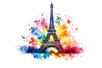 Wall Mural - Eiffel tower in Paris watercolor vector illustration
