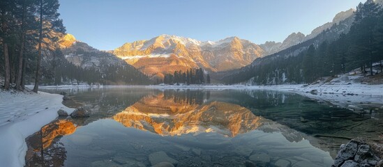 Wall Mural - Serene Mountain Lake Reflection