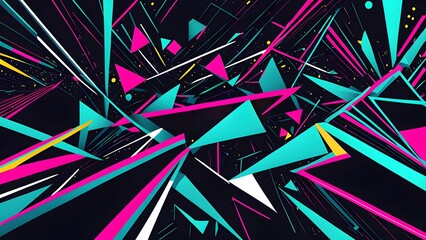 Poster - minimalist illustration featuring abstract shapes in neon colors to convey fun and ease