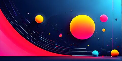 Poster - minimalist illustration featuring abstract shapes in neon colors to convey fun and ease