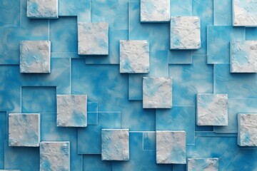 Wall Mural - Abstract Blue and White Block Pattern