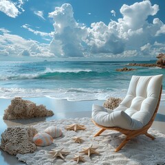 Sticker - Relaxing Beach Chair with Ocean View