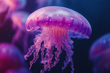 glowing purple pink jellyfish in ocean