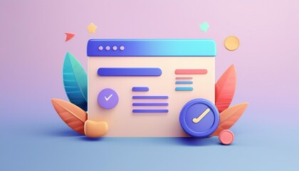 Colorful digital interface design showcasing a modern webpage with decorative elements and vibrant colors.