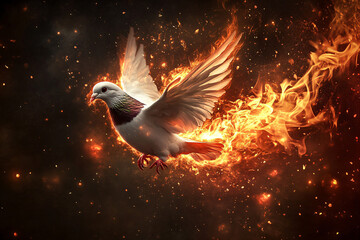 Canvas Print - Dove in Flames.