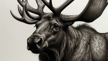 pen and ink illustration of moose