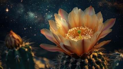 Wall Mural - Cactus Bloom Under Night Sky