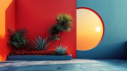 Poster - Minimalist Patio with Sunset View