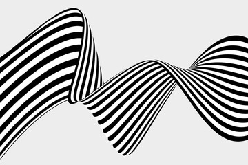 Sticker - Abstract background illusion, black and white wave on light background.