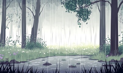 Sticker - Raining in the Forest