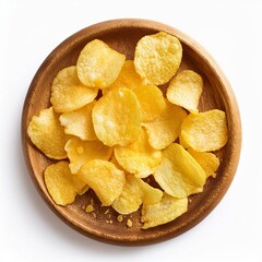 Wall Mural - Chips Crumbs isolated on white background. Crispy broken chips Top view. Flat lay. Creative food layout.