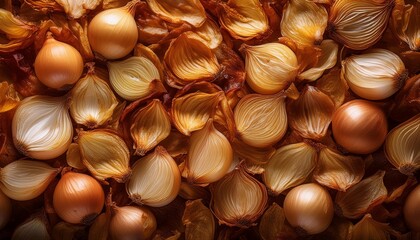 Wall Mural - Crispy Roasted Onions as a textured background. Dried fried onions Roasted Onions