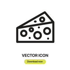Fototapete - Cheese icon vector. Linear-style sign for mobile concept and web design. Cheese symbol illustration. Pixel vector graphics - Vector.	