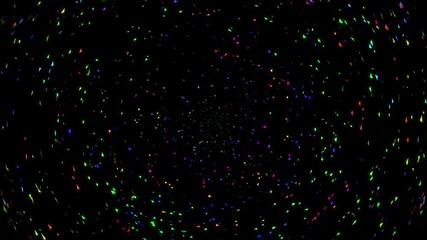 Wall Mural - rainbow confetti spew on black 4k loop features multicolored particles pouring upward out of the cen