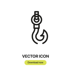 Aufkleber - Hook icon vector. Linear-style sign for mobile concept and web design. Hook symbol illustration. Pixel vector graphics - Vector.