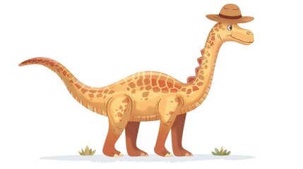 Sticker - A Cartoon Dinosaur Wearing A Hat