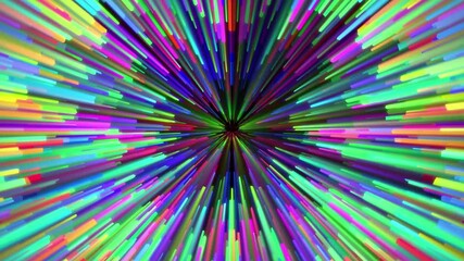 Wall Mural - rainbow glow sticks march to nowhere 4k loop features multicolored stick-like shapes being sucked do