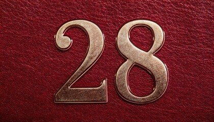 Wall Mural - Elegant Close-Up of the Number 28 on Leather Background