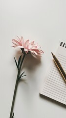 Canvas Print - A flower and a pen on top of white surface, AI