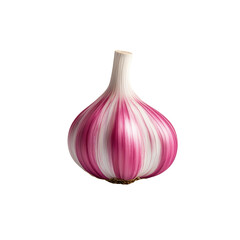 A vibrant and fresh bulb of garlic showcasing unique purple and white stripes. Perfect for adding flavor or decoration. isolated on a transparent background.