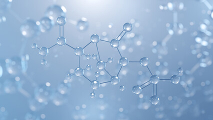 Poster - avibactam molecular structure 3d, antibiotic, structural chemical formula view from a microscope