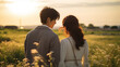 © Nittaya - A casual wedding, Asian couple, lovers, or married couple in the grassland