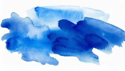 Wall Mural - Blue ink spots, watercolor tag stain with watercolour paint str