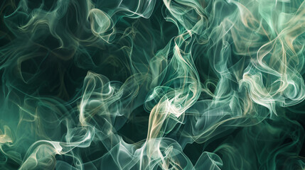 Aufkleber - Green and yellow smoke mixing and creating abstract shapes over a black background