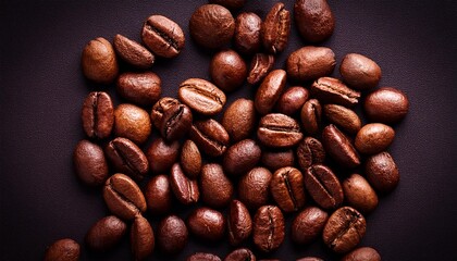 Wall Mural - Coffee beans top view image, macro