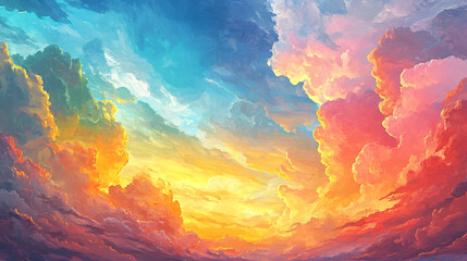 Canvas Print - Colorful Sunset Clouds.