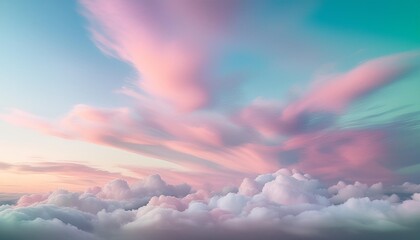 Wall Mural - dreamy pastel cloudscape gentle gradients of soft pinks lavenders and mint greens blending seamlessly ethereal atmosphere