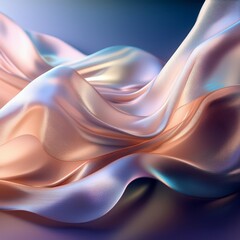 Wall Mural - ethereal fabric waves in zero gravity pearlescent sheen delicate folds catching light abstract texti