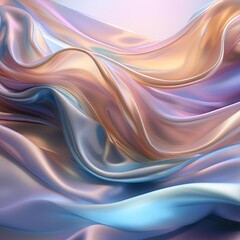 Wall Mural - ethereal fabric waves in zero gravity pearlescent sheen delicate folds catching light abstract texti