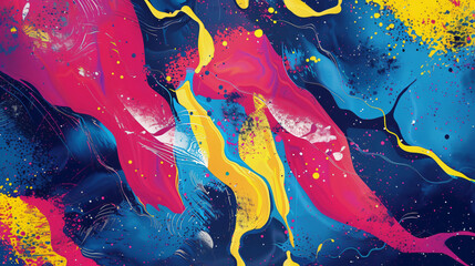 Fototapete - Swirling colorful abstract paint mixing together creating a cool modern art background