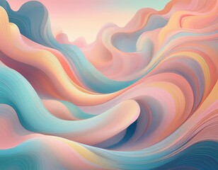Wall Mural - ethereal organic dreamscape swirling abstract shapes in pastel hues fluid forms merging seamlessly c