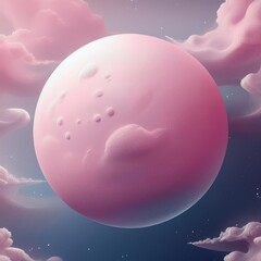 Wall Mural - ethereal pink planet suspended in white void soft cloudy texture with subtle craters dreamy otherwor