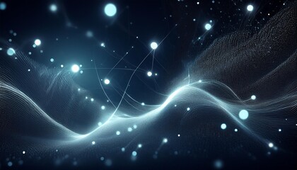 Wall Mural - ethereal white particles floating in dark space subtle glow suggesting movement abstract representat