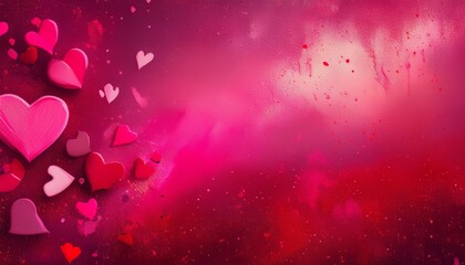 Wall Mural - Grunge Pink background texture - vibrant colored red valentine's day backdrop.