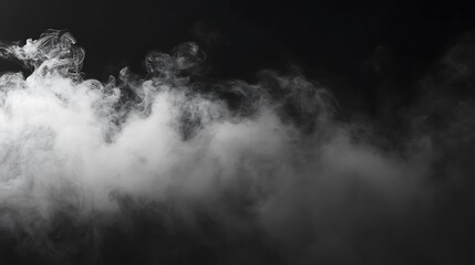 White smoke billows against a dark background.